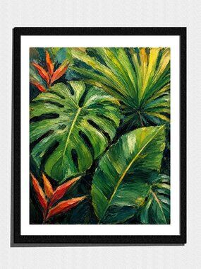 Art Print, Tropical Green Leaf Botanical Art